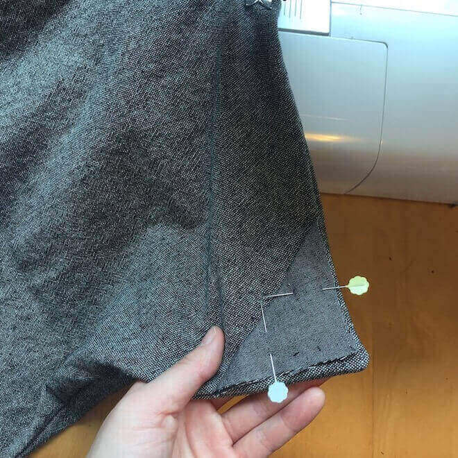 pin the triangle into the corner