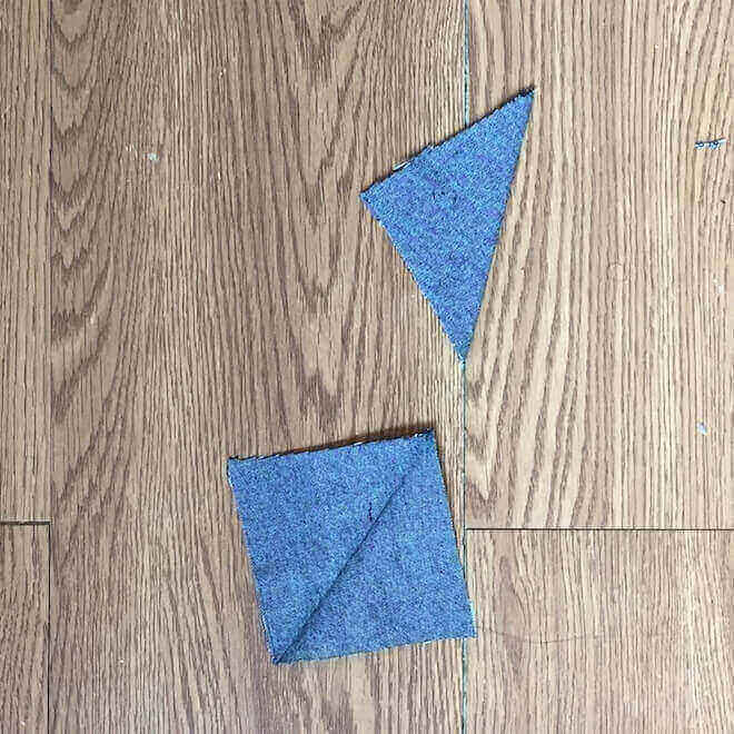 fold and press squares into triangles