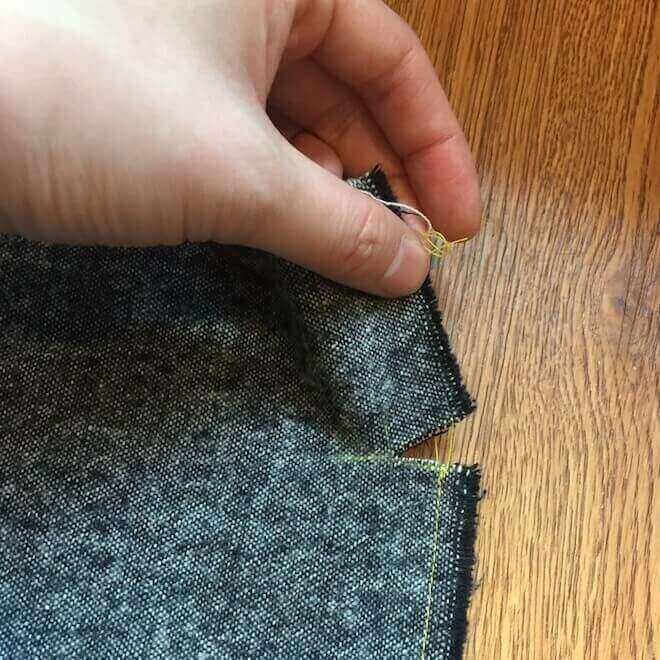 sew first seam from the snip